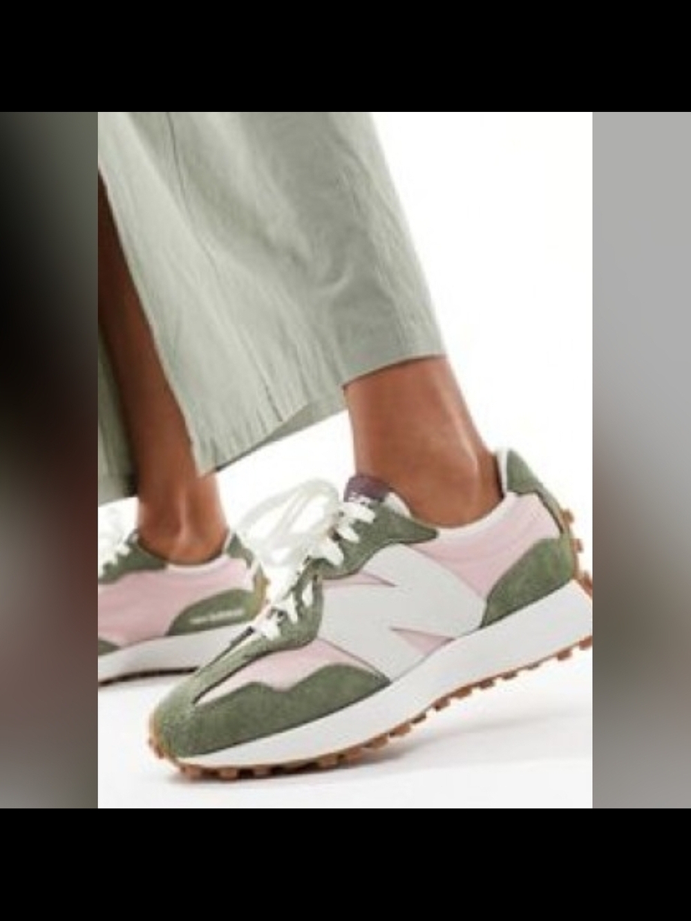 New Balance Pink and Olive Fashion Sneakers